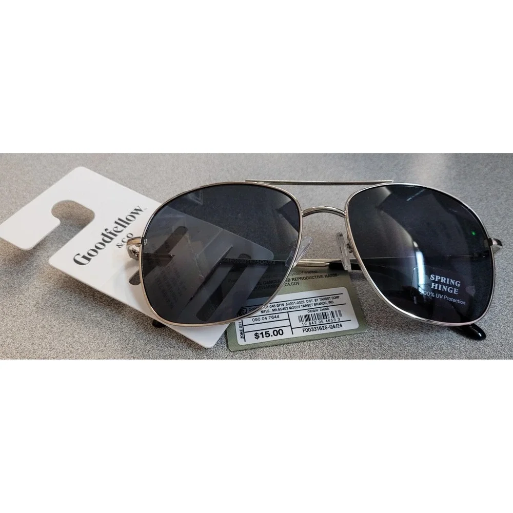 Men's Retro Sunglasses - Goodfellow Aviator Spring Hinge 100% UV Protection